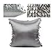 WOMHOPE 2 Pack - 3D Solid Satin Flower Leaves Square Throw Covers Pillowcase Bed Sofa Couch Cushion Pillowcase Arts Decorative Cover Wedding Throw Pillow Covers (Grey)