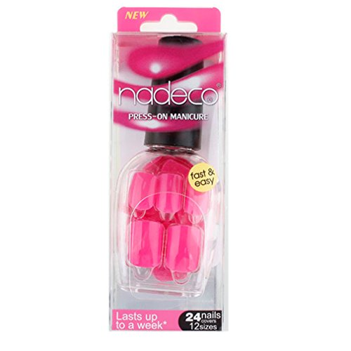 Elite99 Color False Nails Tips Press On Manicure Fashion Design Short Length No Need Glue Hot Pink