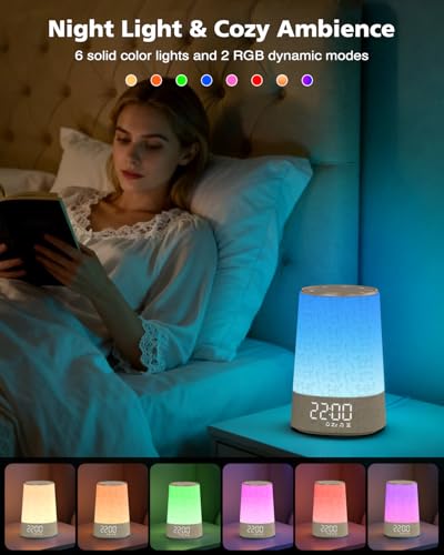Dawn Simulator Light Alarm Clock, Alarm Clock with 7 Ringtones, 30 Natural Sounds Snooze, Timer, Morning Alarm Clock on LED Bedside Lamp, 10 Brightness Levels Night Light for Children Adults