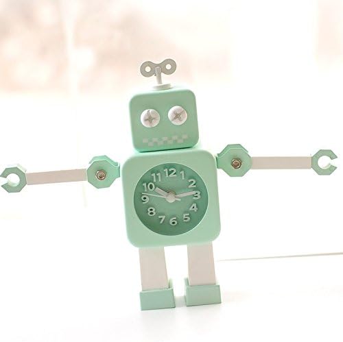 Cunclock The Machine With Creative Gift For Bedside Clock Population Robot Desktop Alarm Clock Time Electric Stack Beautiful Ornaments Android - Green