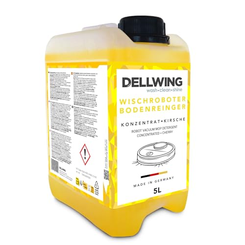 Dellwing Wischroboter Reinigungsmittel, Konzentrat fuer alle Wisch Robotor 5 l, Bodenreiniger fuer alle Boeden, Kirsch-Duft, Made in Germany