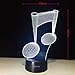 Visual 3D Night light Note Shape 2D Table Lamp for Music Guitar lovers toys Musical instruments Gift Acrylic LED lighting Furniture Decorative colorful 7 color change household Home Desk Accessories