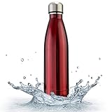OUTERDO Double Wall Vacuum Insulated Water Bottle 17oz Stainless Steel BPA Free Long Neck and Bullet Shape Water Bottle Keeps Your Drink Hot & Cold Ideal for Outdoor Sports Camping Hiking Cycling