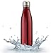 OUTERDO Double Wall Vacuum Insulated Water Bottle 17oz Stainless Steel BPA Free Long Neck and Bullet Shape Water Bottle Keeps Your Drink Hot & Cold Ideal for Outdoor Sports Camping Hiking Cycling