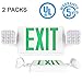 SPECTSUN Exit Sign with Emergency Light, Green Emergency Exit Lights with Battery Backup - 2 Pack, Exit Light with Emergency Light/Photoluminescent Exit Sign/Emergency Exit Light Led/Lighted Exit Sign
