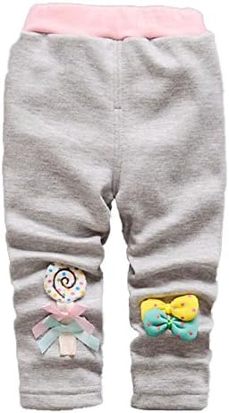 Baby Girls Toddler Winter Velvet Outerwear Sweatpants Legging Pants(Grey 01,1-2 Years)