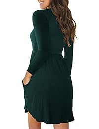 LONGYUAN Casual dama Vestidos lisos sueltos Vestido corto