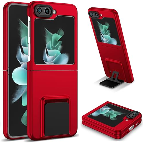 Funda para Galaxy Z Flip 5/Flip5, Carcasa Protección Deslizante para la Cámara, con 360 Grados Full Body Anti-Shock Anti-arañazos Case Protector Bumper Silicona y Armor Soporte Carcasa,Rojo