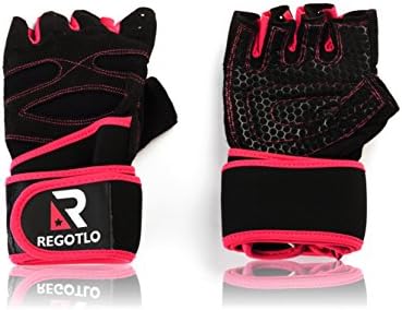 Regotlo Womans Fitness Weight Lifting Gloves,Long WristWrap Support,CrossFit,Gym Workout,Build Your Body Today! (Pink, Small)