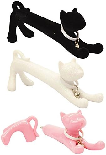 (Set/3) 4.5" Kitty Cat Feline Shaped Black Ink Pens With Collars And Bells