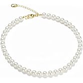 ZYRA Pearl Necklace Dainty Round Imitation Pearl Choker Necklace Wedding Pearl Necklace Delicate Jewelry for Women Simple Bridesmaid Jewelry Gifts
