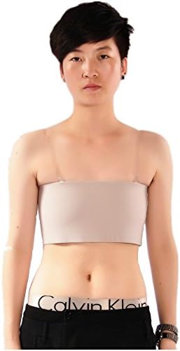 Women Lesbian Tomboy Elastic Band Tube Top Chest Binder Breast Wrap (XXL, gray)
