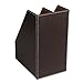 KINGFOM Wooden Leatherette Desktop File Folder Organizer and Document File Stand Journals Magazine Rack 2 Slots (brown)