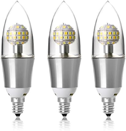 [Pack of 3]SHKNH Led Candelabra Bulb, DSW Mode 3 Illuminating Colors Setting,30W Halogen Equivalent,85-265V, Led 5W Chandelier Bulbs,E12 Deccorative Candle Light Bulb for Ceiling Lump, Torpedo Shape