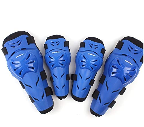 Rungear 4Pcs Motorcycle Knee Elbow Protector Motocross Racing Knee Shin Guard Pads Protective Gear Armors Set Adults (Blue) - Thumbnail 7