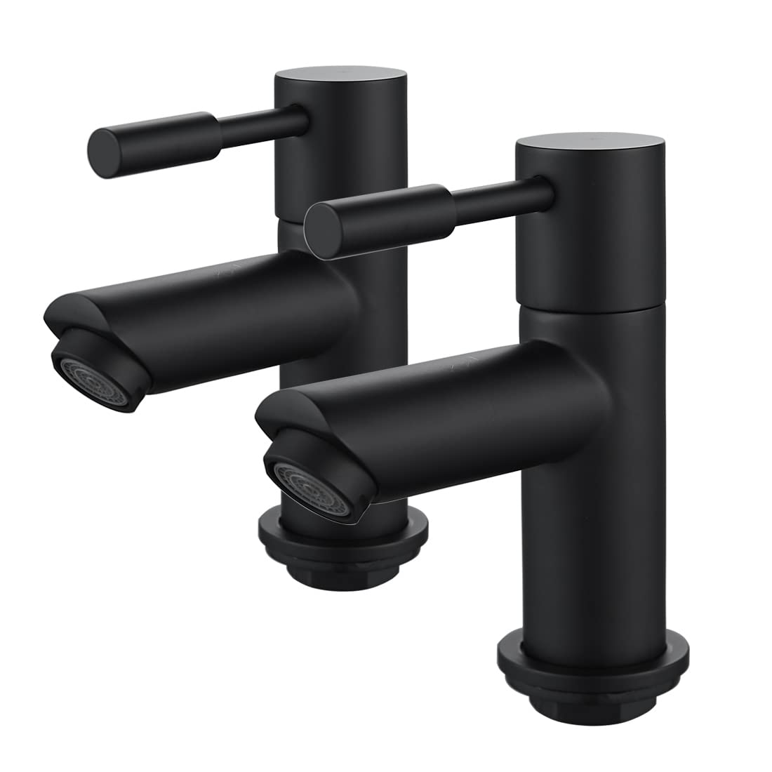 Black Basin Taps Pair,Luckyhome Twin Hot and Cold Basin Pillar Sink Taps for Bathroom 1/4 Turn
