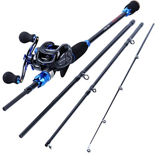 Sougayilang Fishing Reel and Rod Combos,24-Ton Carbon Fiber Fishing Poles for with Bait Casting Reel,7.0:1 Gear for Travel Freshwater