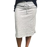 Women Sexy Stripe Skirt Howstar Summer Casual Elastic High Waist Short Skirt (XL)