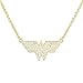 DC Comics Wonder Woman Jewelry for Women, Yellow Gold Plated Crystal Logo Pendant Necklace, 18
