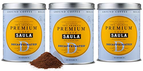 Saula-Kaffee, Packung 3 Dosen à 250 gr. Gran Espresso Premium entkoffeiniert gemahlen.