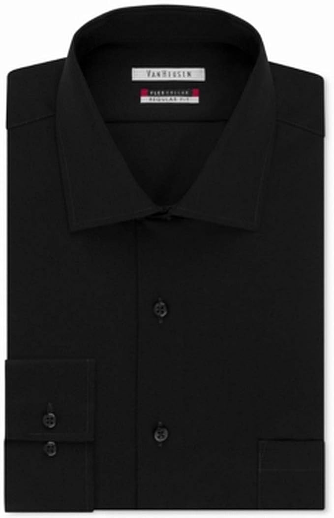 Eagle Men's Dress Shirt Flex Regular Fit Solid Black 16" Neck 36