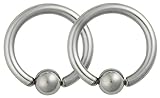 Pair of 2 Captive Rings: 12g 1/2 Inch Surgical Steel Captive Bead Hoop CBR Earrings, 5 mm Balls