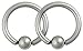 Pair of 2 Captive Rings: 12g 1/2 Inch Surgical Steel Captive Bead Hoop CBR Earrings, 5 mm Balls