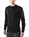 Men's Merino Wool Long Sleeve Henley - Everyday Weight - Wicking Breathable Anti-Odor - Black - L