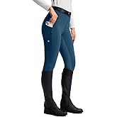 SANTINY Women's Horse Riding Pants Zipper Pockets Silicone Full-Seat Breeches Equestrian Schooling Tights for Women