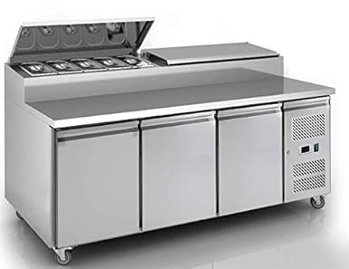 Comercial refrigerado de acero inoxidable 3 puertas Pizza Prep ...