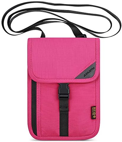 Travel Pouch Neck Wallet Passport Holder Organizer Case with Cash Blocking,Security Zipper Mini Messenger Bag Satchel Bag,Cell Phone Travel Purse Bag (Rose Red) 1 Travel Pouch Neck Wallet Passport Holder Organizer Case with Cash Blocking,Security Zipper Mini Messenger Bag Satchel Bag,Cell Phone Travel Purse Bag (Rose Red)