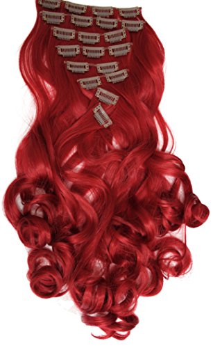 PRETTYSHOP XXL Full Head Set 8 pcs 24" Clip In Hair Extensions Hairpiece Wavy Heat-Resisting red #3100 CES9-1