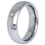 JCC Mens Plain Dome Polished Tungsten Carbide Comfort Fit 6mm Wedding Band Ring with Cubic Zirconia#9021 (11)