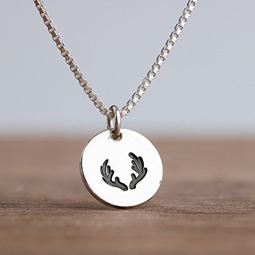 Rustic Bohemian Deer Antler Charm Necklace in Sterling Silver