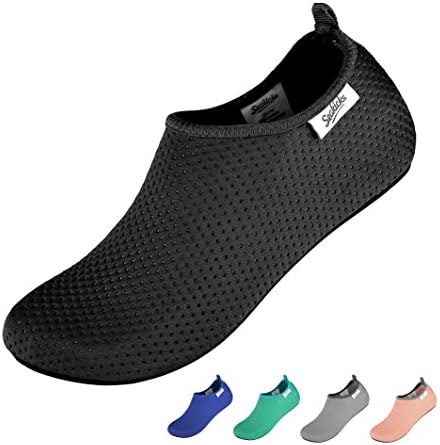 SEAKICKS Water Shoes Mens and Womens Barefoot Aqua Water Shoes Socks Quick Dry Anti-Slip Slip On Slippers for Beach Walking, Swimming, Surfing, Kayaking (Black, M)
