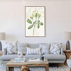 Floating Framed Canvas Wall Art for Living Room, Bedroom Vintage Flower Canvas Prints for Home Decoration Ready to Hang - 16x24 inches