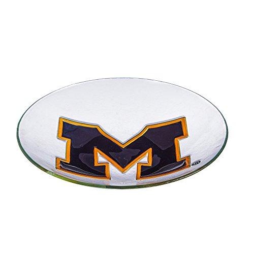 Team Sports America University of Michigan Glass Birdbath Bowl, 18 inches