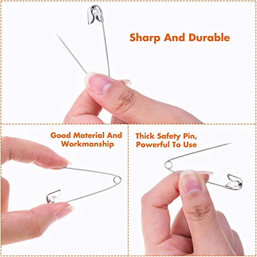 image for Safety Pins, Cridoz 150 Pcs Large Silver Safety Pins Bulk for Home Sch