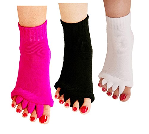 Toe Separator Women Foot Alignment Socks Yoga GYM Massage Toeless Relieve Pain 3 Pack