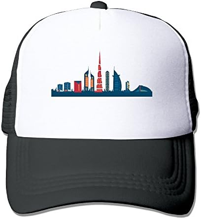 Dubai City Skyline Silhouette Mesh Adjustable Hat
