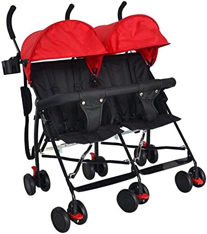 Twin Strollers And Strollers, Travel Foldable Design, Double Umbrella Stroller, 5-Point Harness, Cup Holder, Baby Awning, Easy To Carry -58 * 79 * 97cm