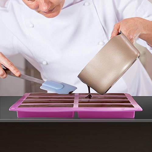 DIFENLUN Silicone Energy Bar Mold, 2 Pack 8-Cavity Rectangular Nutrition Granola Cereal Bar Maker for Chocolate Truffles, Bread Loaf, Muffin