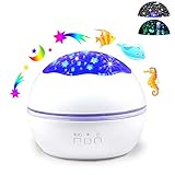 Ocean World/Star Moon 2-in-1 Multi-Function LED Projector Lamp, 360° Rotation Night Lights with 8 Colors Mode White