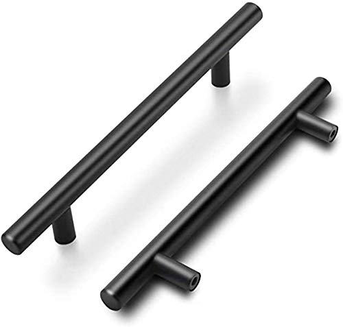 goldenwarm 15 Pack - LS201BK224 224mm (8-3/4") Hollow Bar Handle Stainless Steel Cabinet Handles with Screws - Black