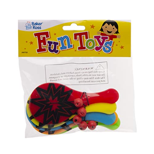 Baker Ross Mini Plastic Paddle Ball and Bat (Pack of 5) Fun Paddle Ball Game Perfect for Party Favours