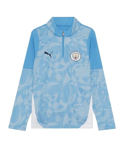 PUMA Manchester City FC Kinder Training 1/4 Zip Langarm T-Shirt 25/26, Blau (Team Light Blue x White), 128