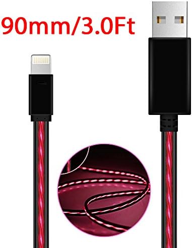 Lightning Cable,iCrius 3ft iPhone Cord LED Charging Cable for iPhone 7/7 Plus/ 6/ 6 Plus/ 6s/ 6s Plus /5/5s/SE iPad/iPod/Beats Pill+ and More,0.9M(Red)