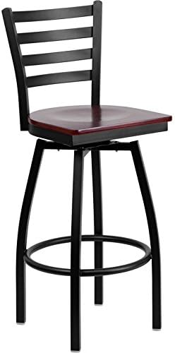 Plugtronics Traditional Contemporary 360-degree Swivel Wooden Seat Restaurant Bar Stool (Black Mahogany)