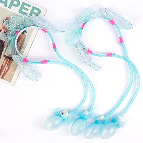 2 Pack Light Up Bunny Moving Ears Headbands for Girls, Cute Rabbit LED Hair Band for Kids Easter Christmas Cosplay