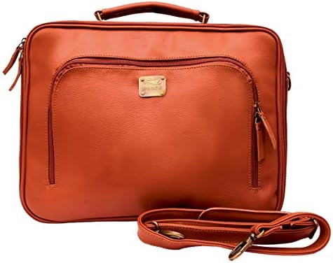 HUBEN Vegan Leather Shoulder Messenger Office Bag (Tan)